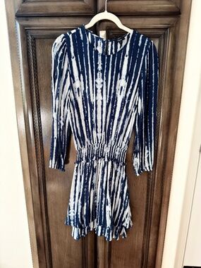 Rails Blue & White Tie-Dye Stripe Mini Dress Size Small